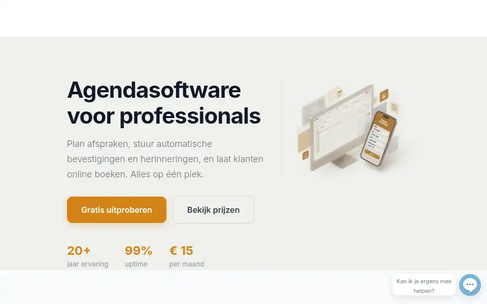 Screenshot of dagenda.nl