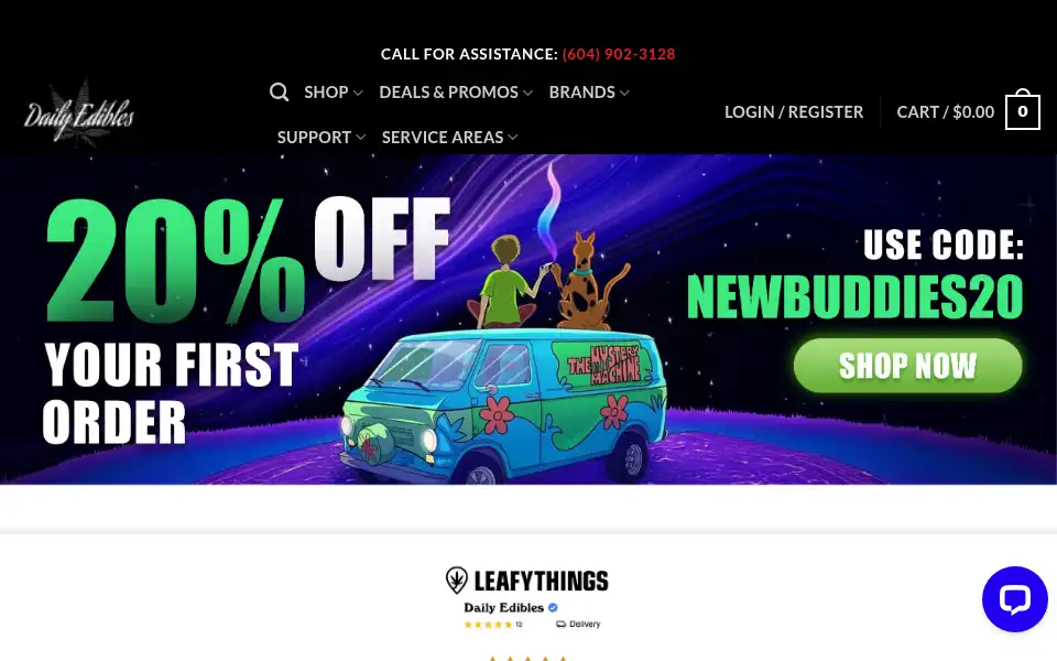 Screenshot of dailyedibles.io
