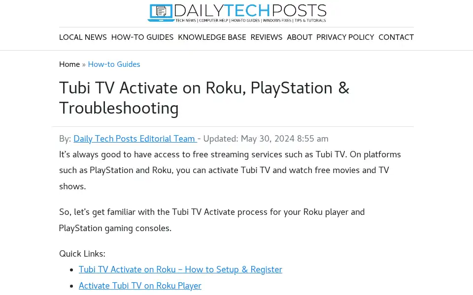 Screenshot of dailytechposts.com