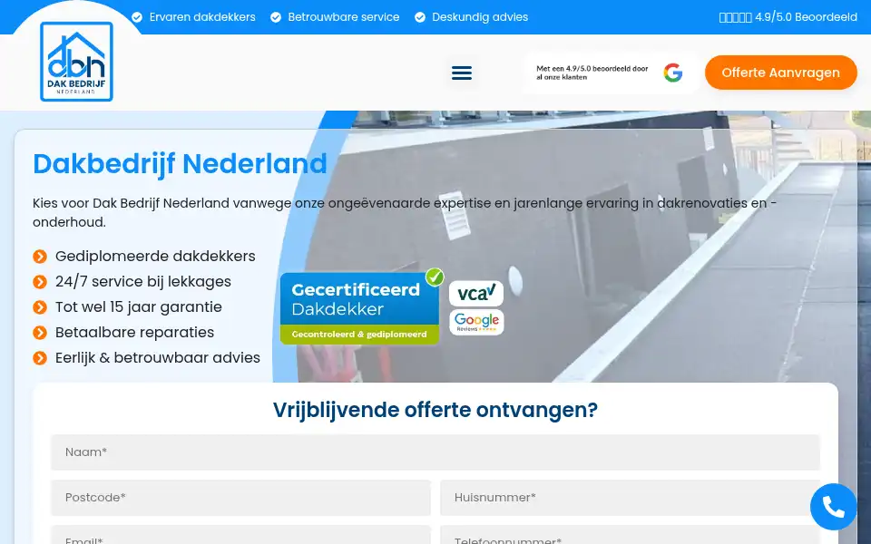 Screenshot of dakbedrijfnederland.nl