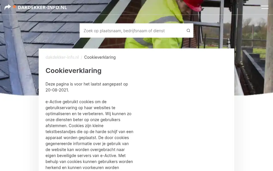 Screenshot of dakdekker-info.nl