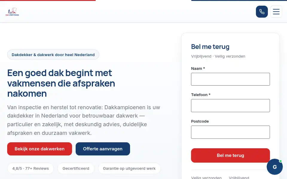 Screenshot of dakkampioenen.nl
