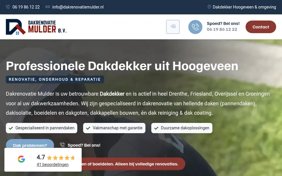 Screenshot of dakrenovatiemulder.nl
