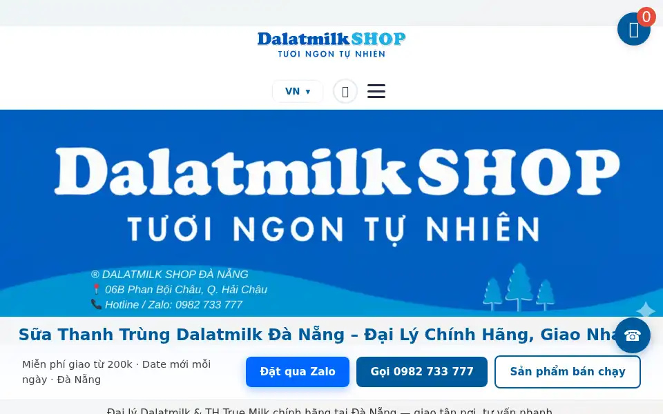 Screenshot of dalatmilkshop.com
