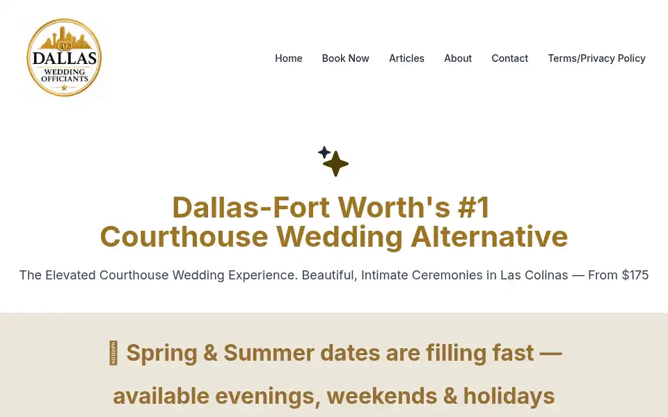 Screenshot of dallasweddingofficiants.com