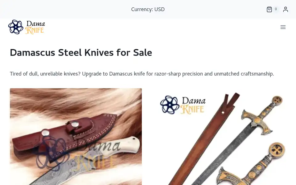 Screenshot of damaknife.com