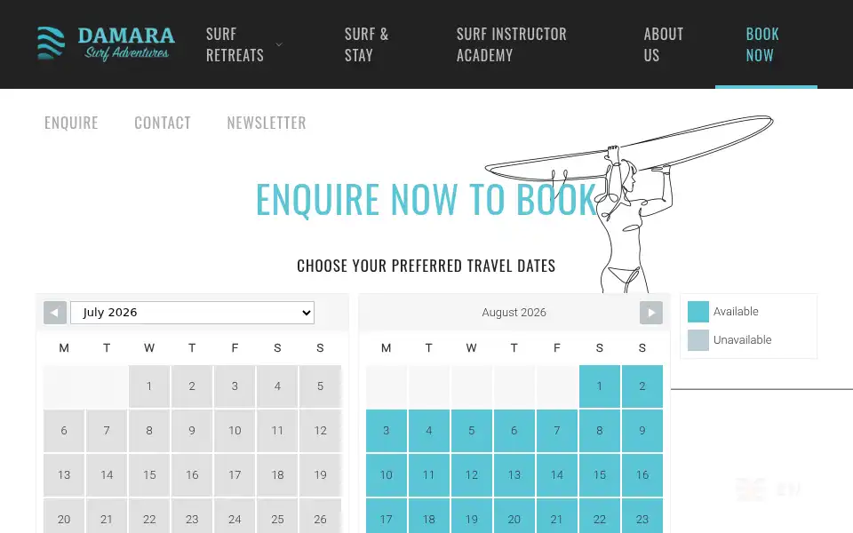 Screenshot of damarasurf.com