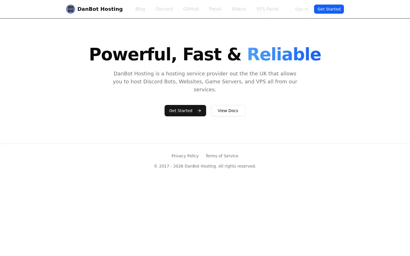 Screenshot of danbot.host