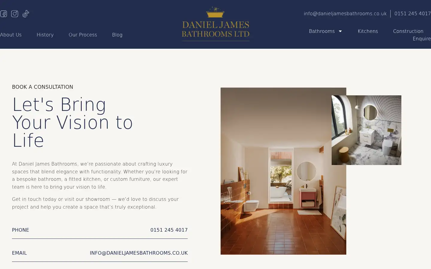 Screenshot of danieljamesbathrooms.co.uk