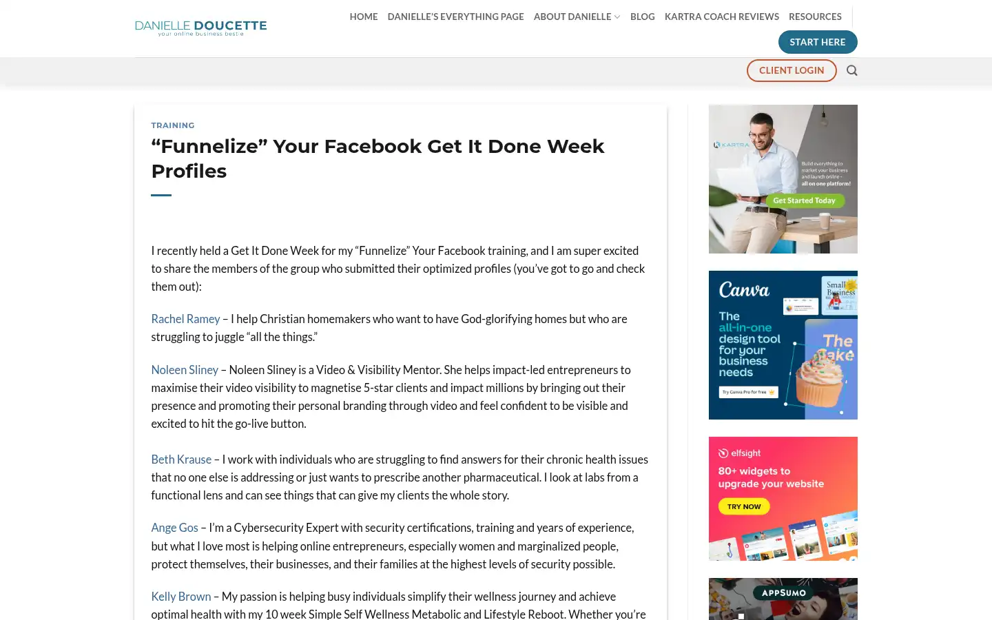 Screenshot of danielledoucette.com