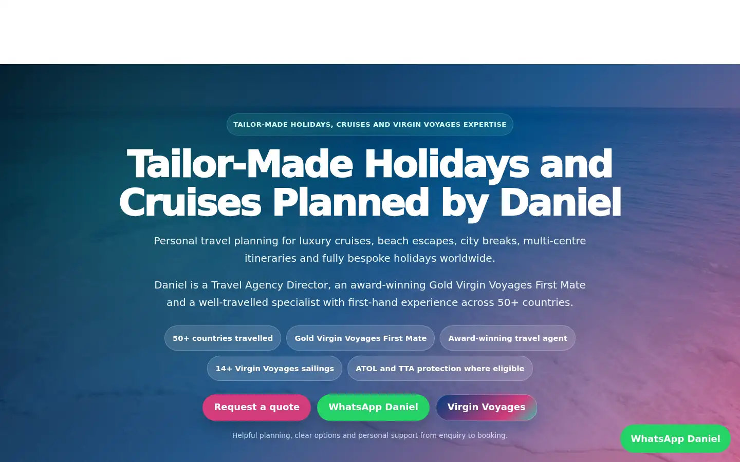 Screenshot of danielstravelinspiration.co.uk