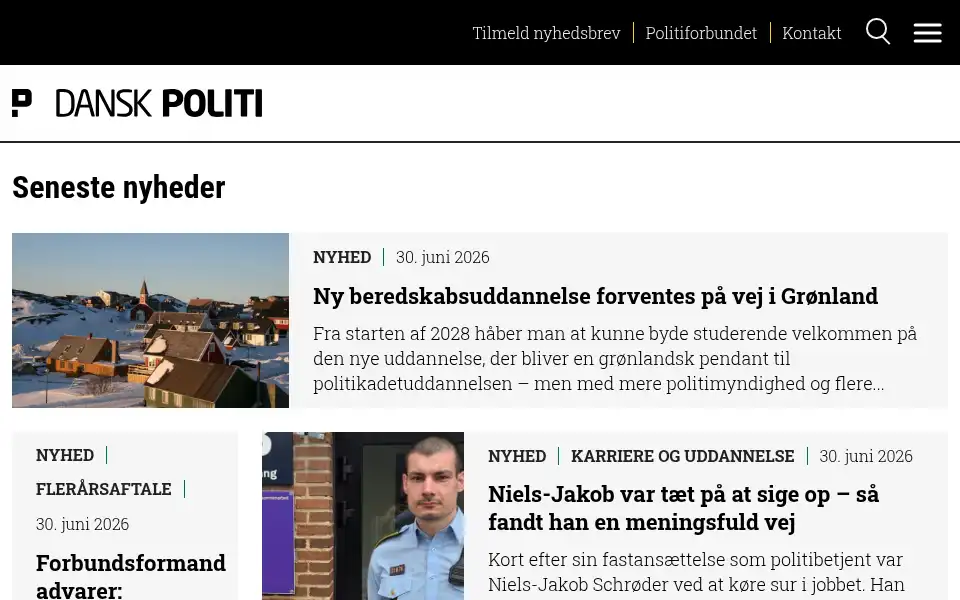 Screenshot of dansk-politi.dk