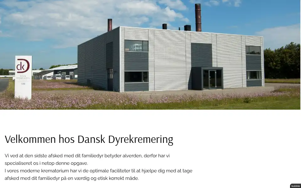 Screenshot of danskdyrekremering.dk