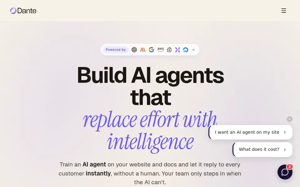 Screenshot of dante-ai.com