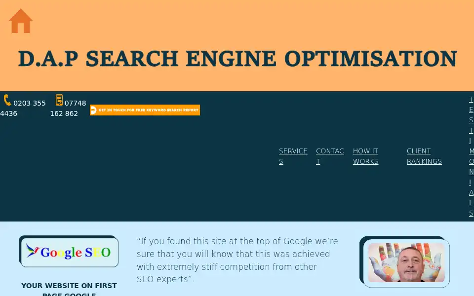 Screenshot of dap-web-seo-marketing.co.uk