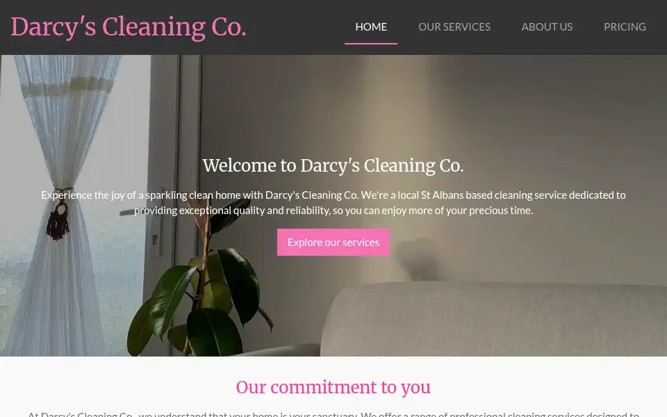 Screenshot of darcyscleaningco.co.uk