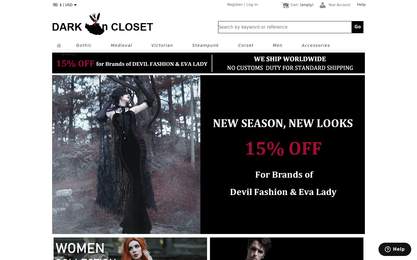 Screenshot of darkincloset.com