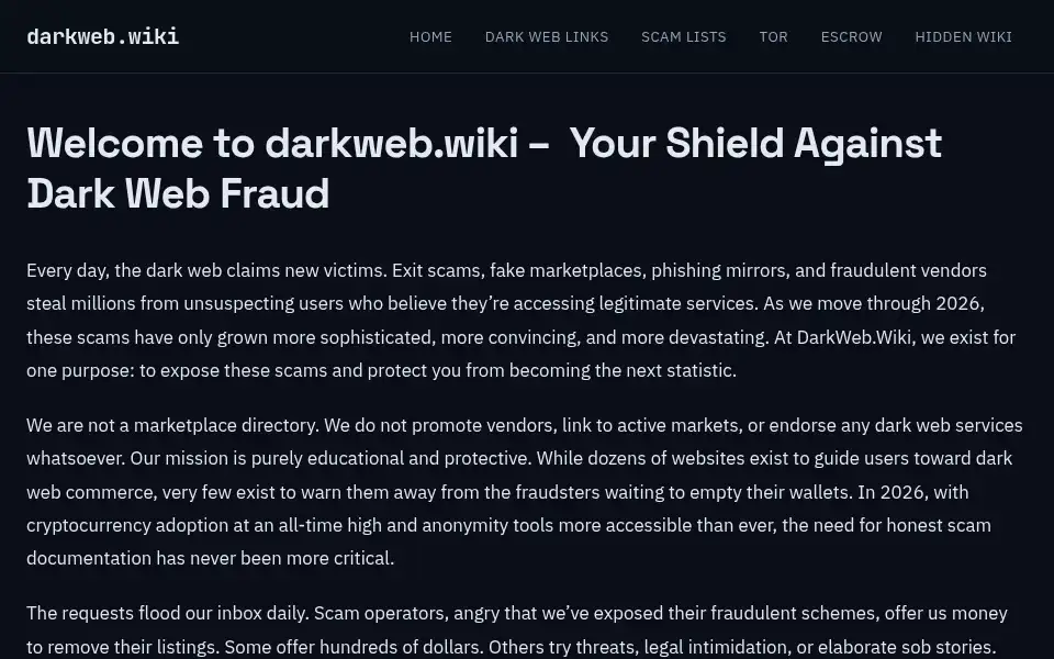 Screenshot of darkweb.wiki