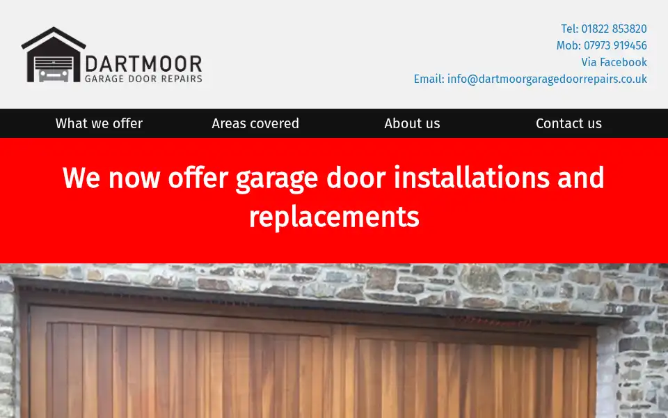Screenshot of dartmoorgaragedoorrepairs.co.uk
