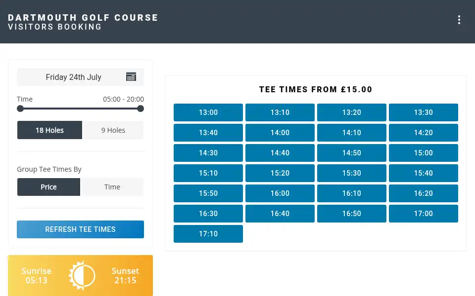 Screenshot of dartmouthgolfcourse.co.uk