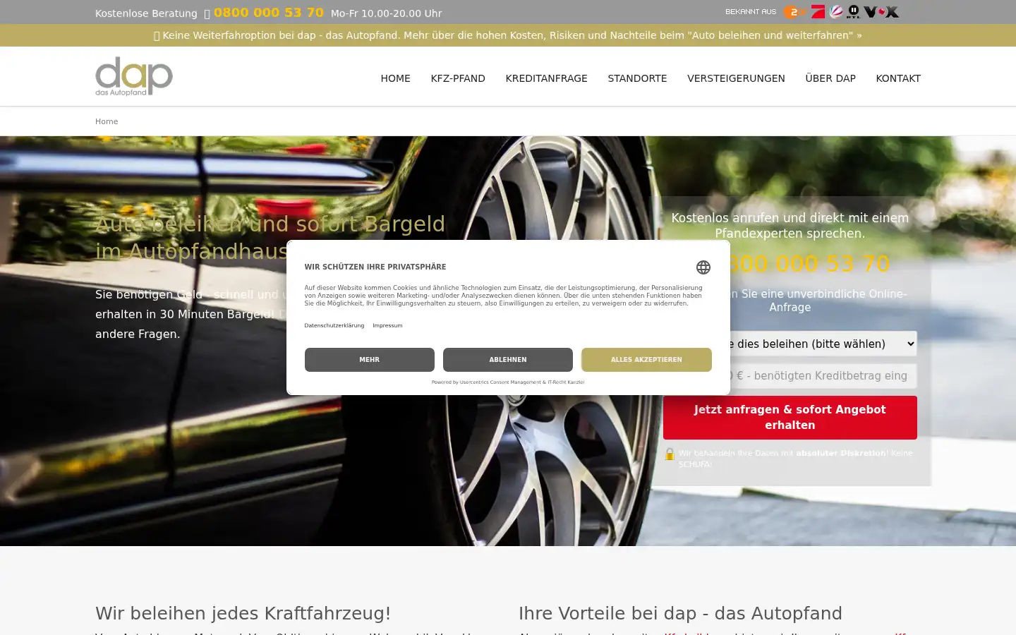 Screenshot of das-autopfand.de