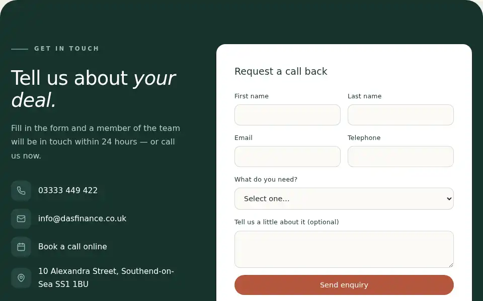 Screenshot of dasfinance.co.uk