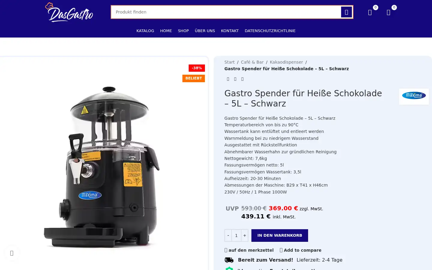 Screenshot of dasgastro.de