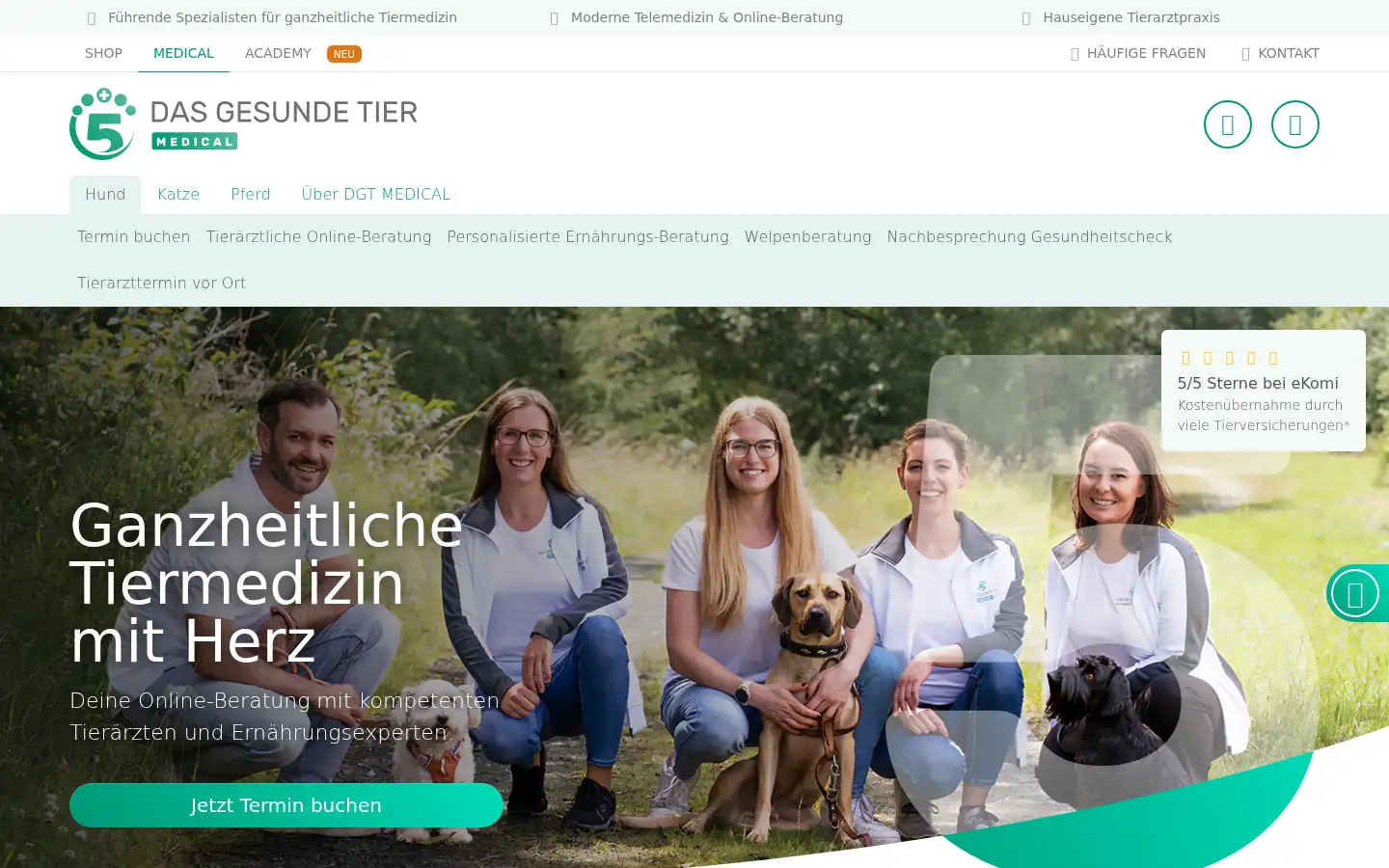 Screenshot of dasgesundetier-medical.com