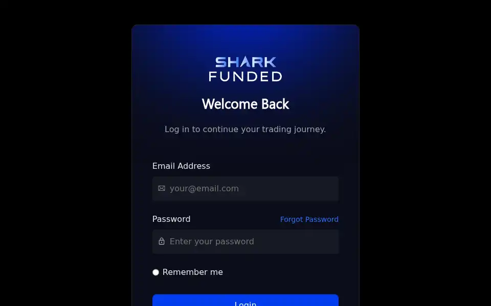 Screenshot of dashboard.sharkfunded.com