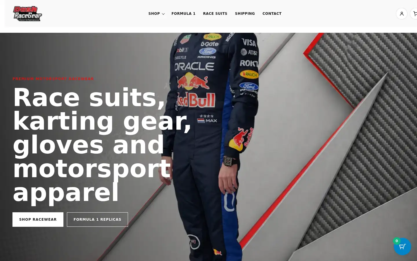 Screenshot of dashracegear.net