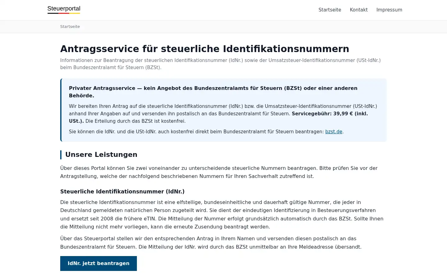 Screenshot of dassteuerportal.de