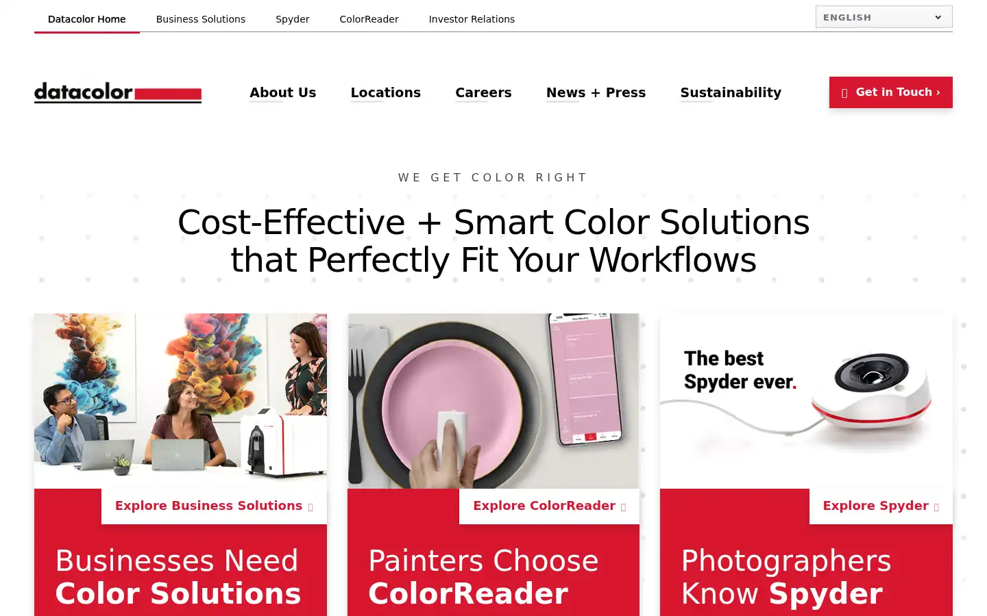 Screenshot of datacolor.com