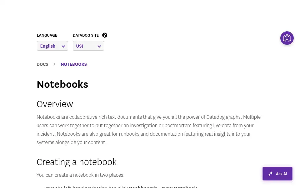 Screenshot of datadoghq.com