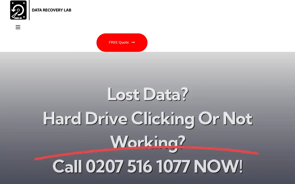 Screenshot of datarecoverylab.co.uk