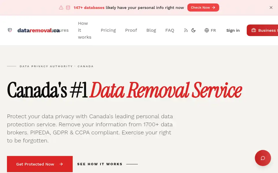 Screenshot of dataremoval.ca