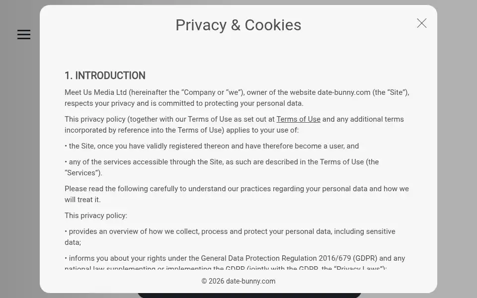 Screenshot of date-bunny.com