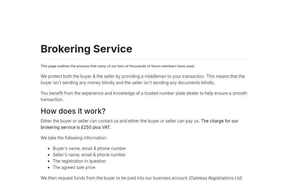 Screenshot of datelessregistrations.co.uk
