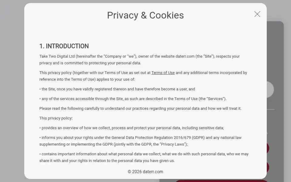 Screenshot of daterr.com