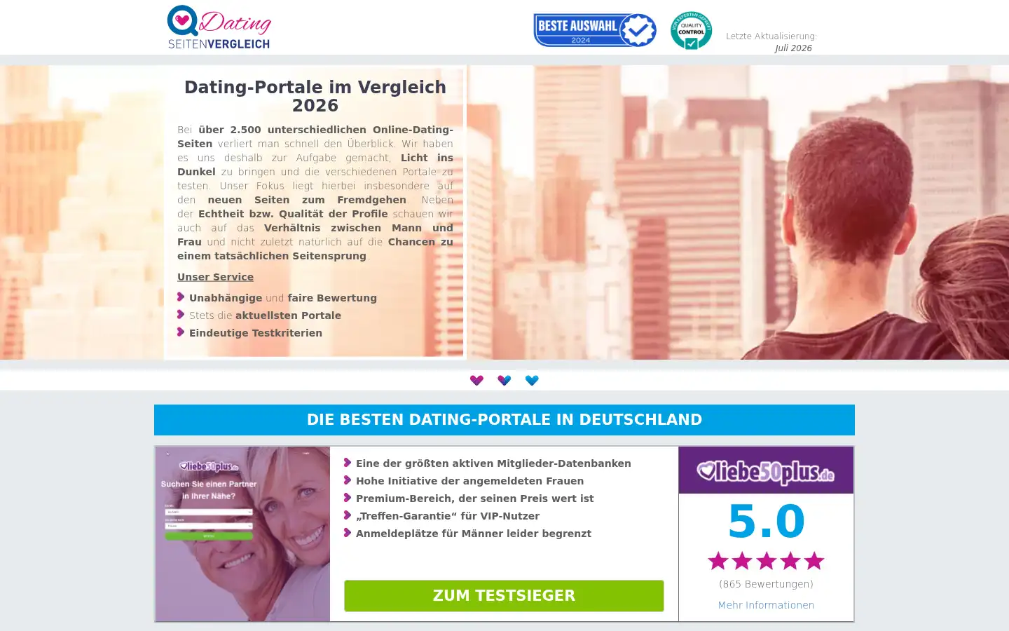 Screenshot of dating.seitenvergleich.de
