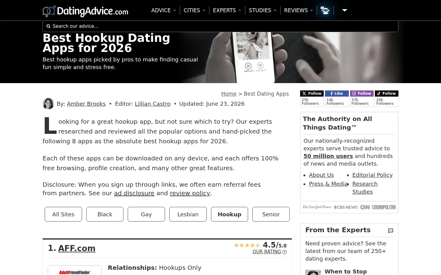 Screenshot of datingadvice.com