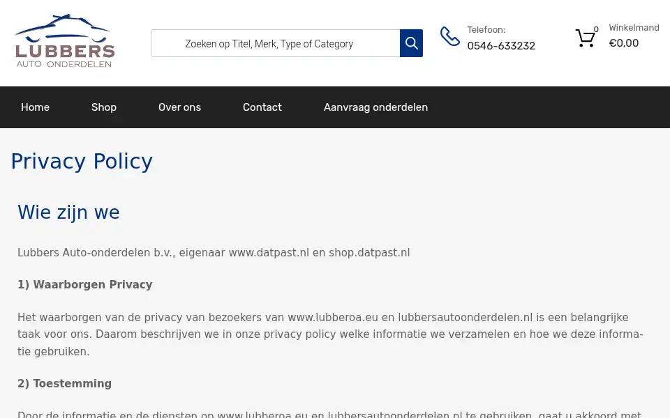 Screenshot of datpast.nl