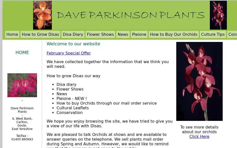 Screenshot of daveparkinsonplants.co.uk