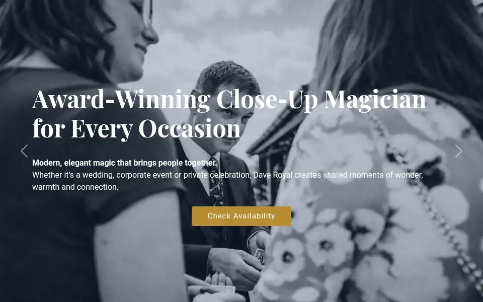 Screenshot of daveroyalmagician.co.uk