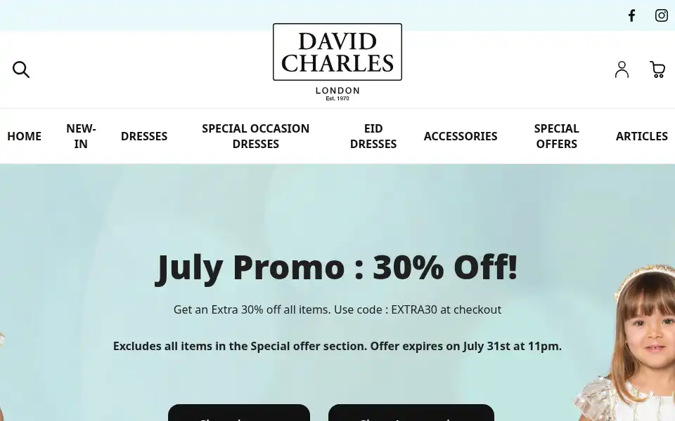 Screenshot of davidcharleschildrenswear.com
