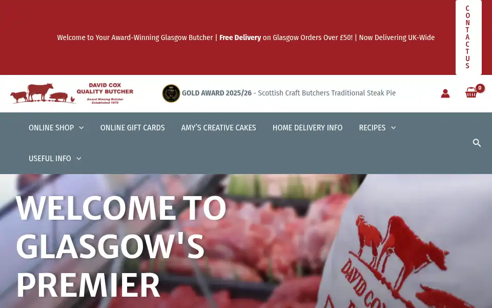 Screenshot of davidcoxbutchers.co.uk