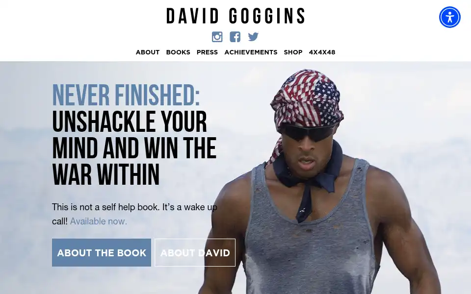 Screenshot of davidgoggins.com