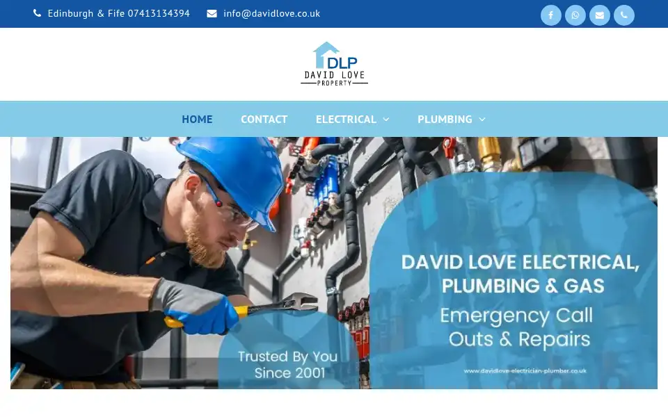 Screenshot of davidlove-electrician-plumber.co.uk