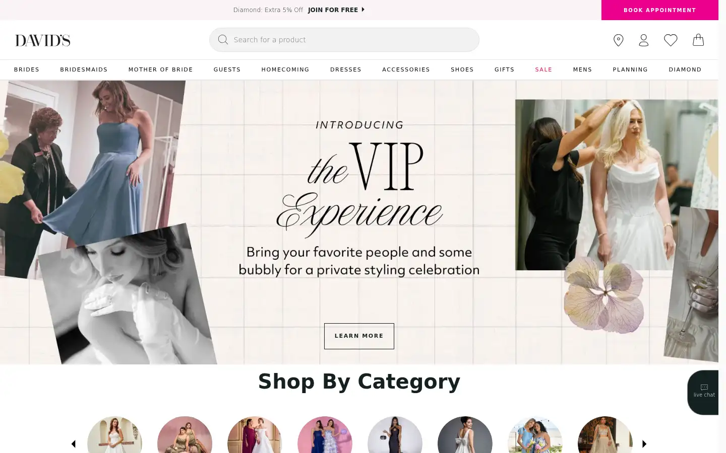Screenshot of davidsbridal.com