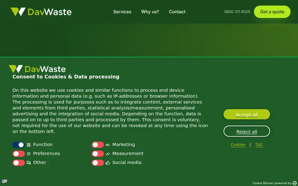 Screenshot of davwaste.com