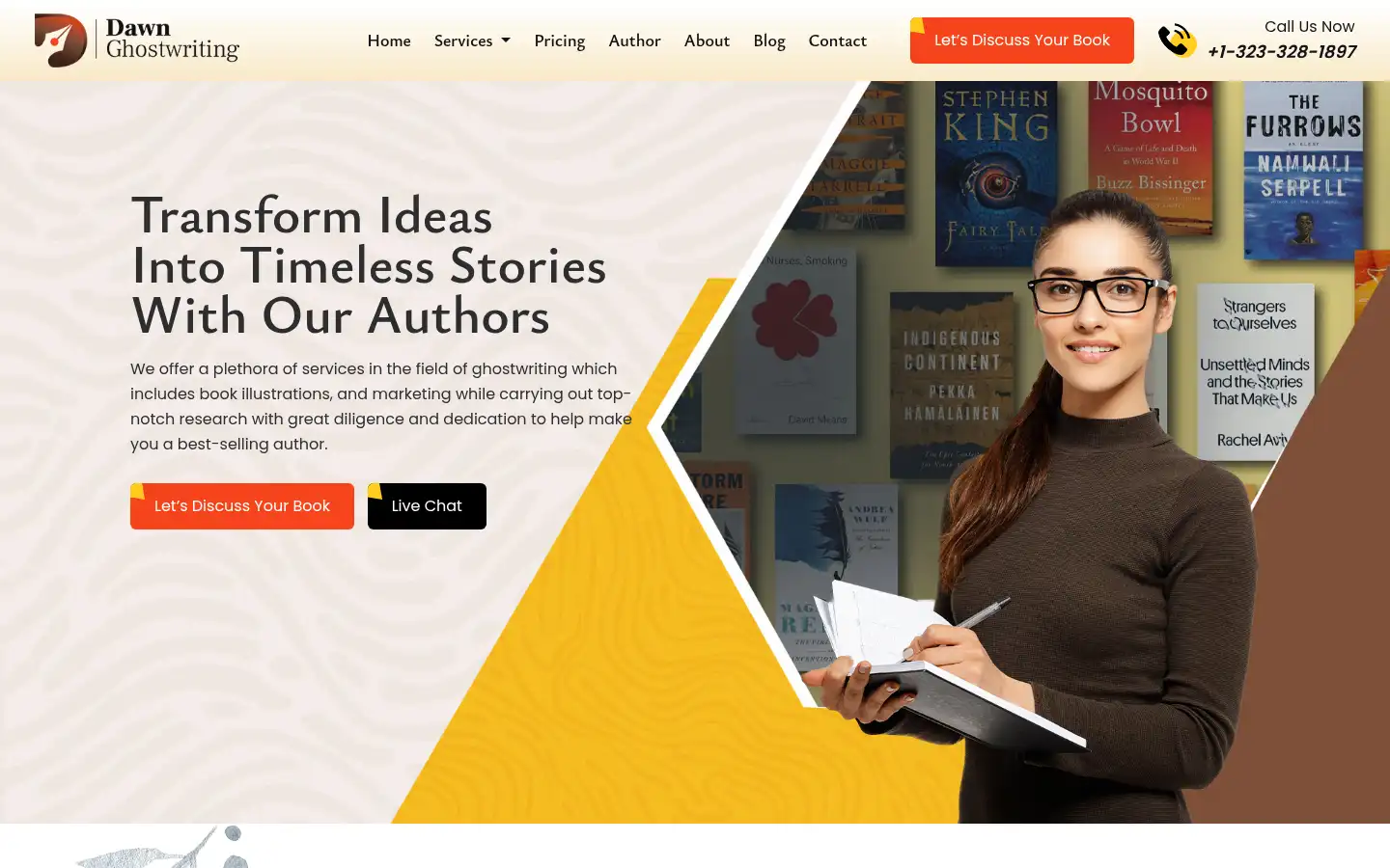Screenshot of dawnghostwriting.com